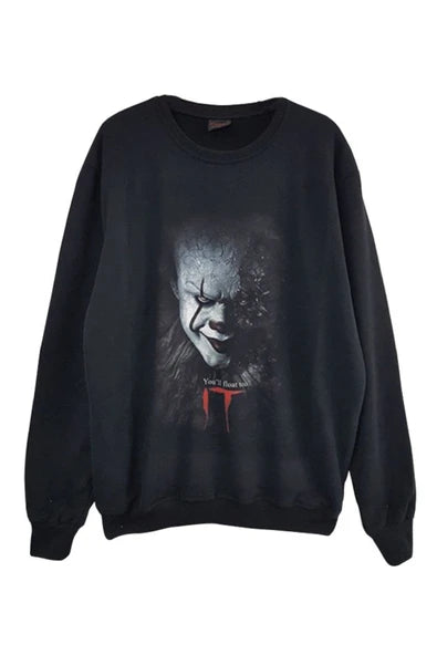 IT baskılı siyah sweatshirt