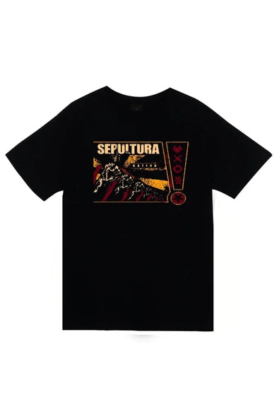 fame-stoned Unisex Siyah Sepultura Baskılı T-shirt