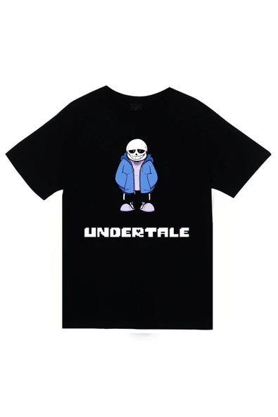 fame-stoned  Undertale Baskılı Unisex %100 Pamuk Siyah T-shirt