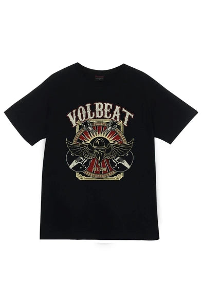 fame-stoned Volbeat Baskılı Unisex %100 Pamuk Siyah T-shirt