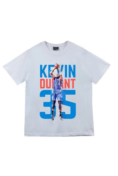 fame-stoned  Kevin Durant Baskılı Unisex %100 Pamuk Beyaz T-shirt
