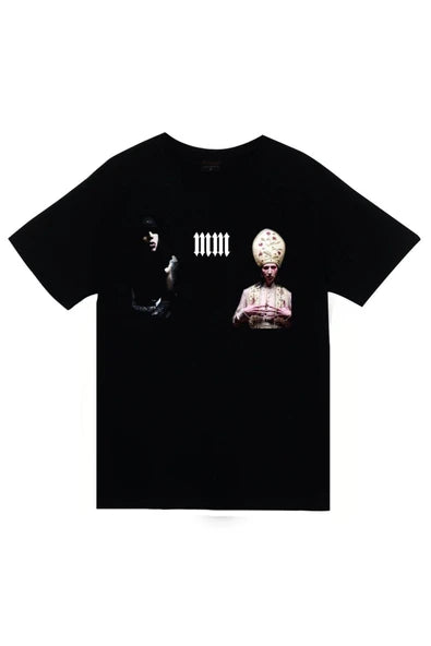 fame-stoned Marilyn Manson Baskılı Unisex %100 Pamuk Siyah T-shirt