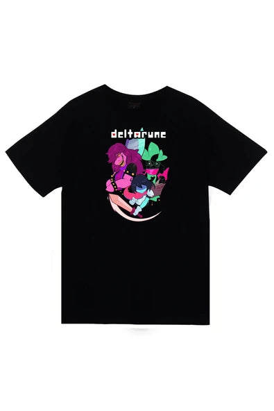 fame-stoned Deltarune – Oyun Baskılı Unisex %100 Pamuk Siyah T-shirt