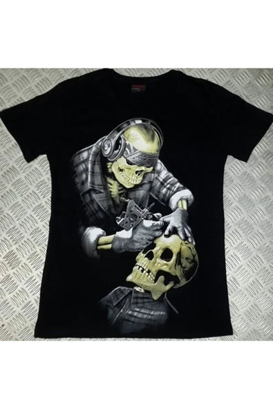 fame-stoned  Kuru Kafa Baskılı Unisex %100 Pamuk Siyah T-shirt