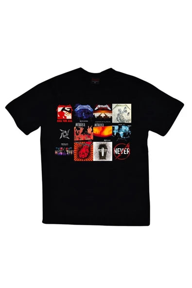 fame-stoned  Metallica Baskılı Unisex %100 Pamuk Siyah T-shirt
