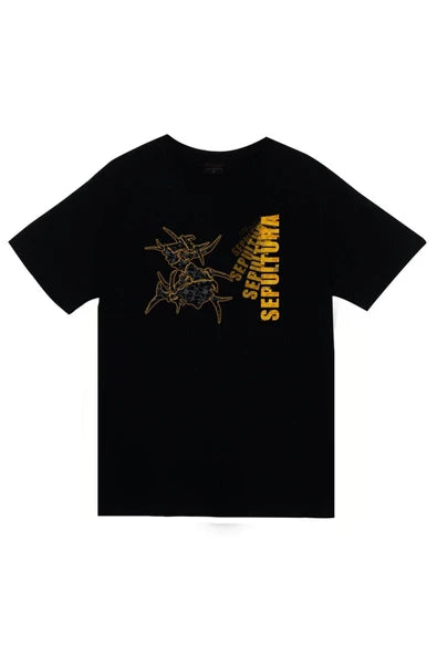 fame-stoned Sepultura Baskılı Unisex %100 Pamuk Siyah T-shirt