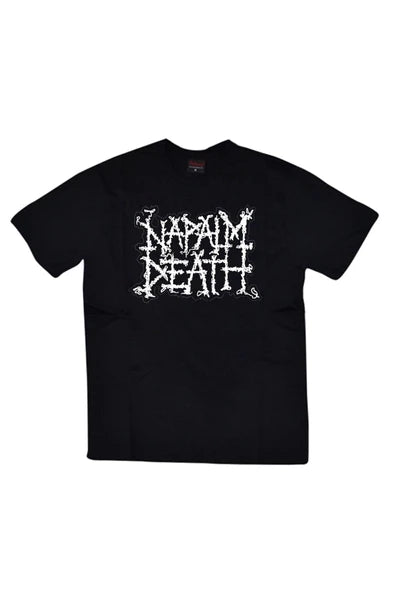 fame-stoned Napalm Death Baskılı Unisex %100 Pamuk Siyah T-shirt