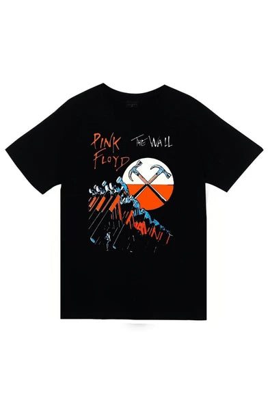 fame-stoned  Pink Floyd Baskılı Unisex %100 Pamuk Siyah T-shirt
