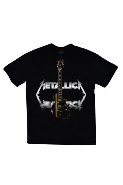 fame-stoned  Metallica Baskılı Unisex %100 Pamuk Siyah T-shirt
