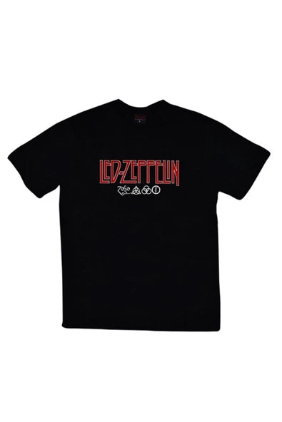 fame-stoned  Unisex Siyah Led Zeppelin Baskılı T-shirt