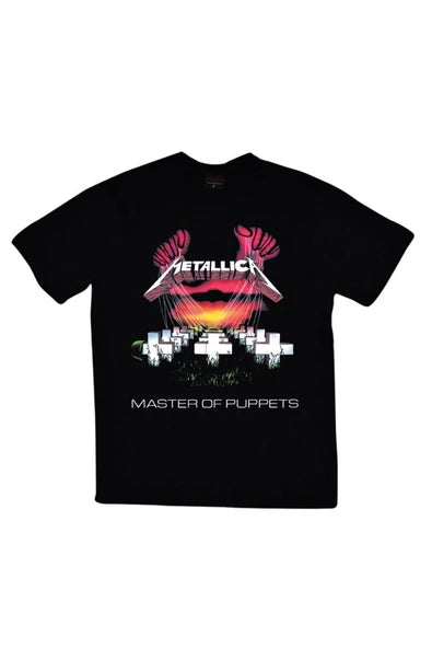 fame-stoned  Metallica Baskılı Unisex %100 Pamuk Siyah T-shirt