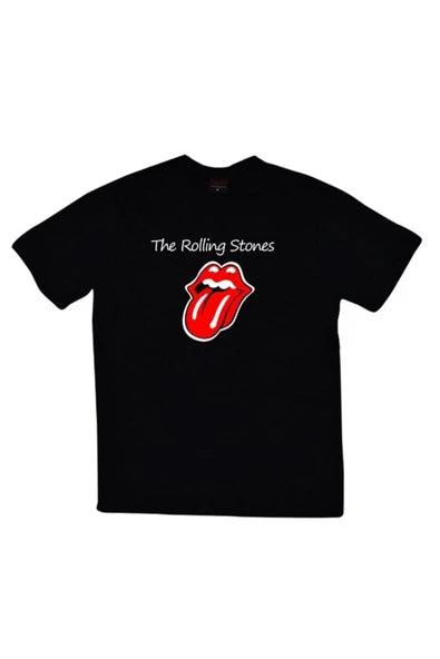 fame-stoned  Unisex Siyah The Rolling Stones Baskılı T-shirt