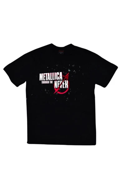 fame-stoned  Metallica Baskılı Unisex %100 Pamuk Siyah T-shirt