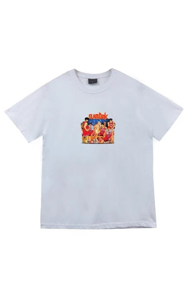 fame-stoned  Slam Dunk Anime Baskılı Unisex %100 Pamuk Beyaz T-shirt