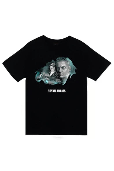fame-stoned Bryan Adams Baskılı Unisex %100 Pamuk Siyah T-shirt