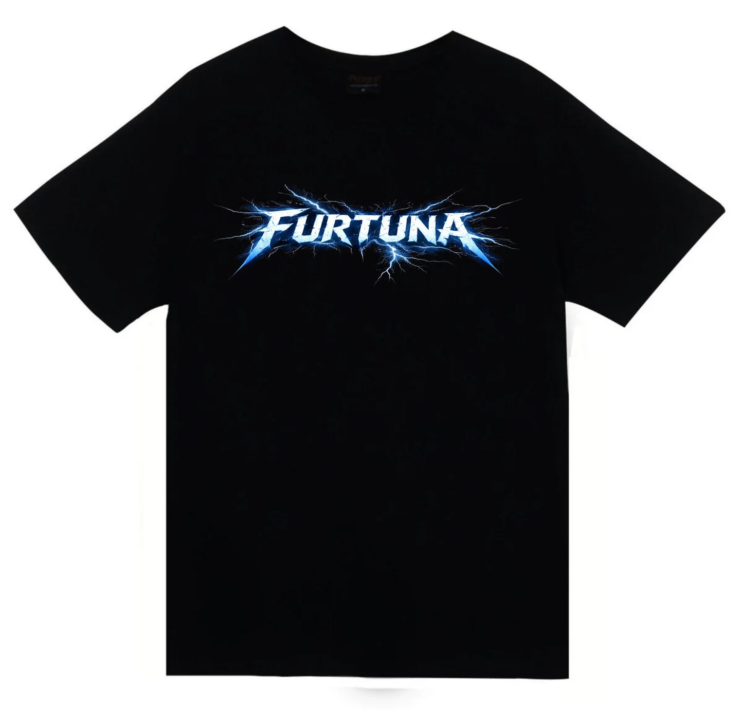 Furtuna - Şimşek Baskılı Unisex %100 Pamuk Siyah T-shirt