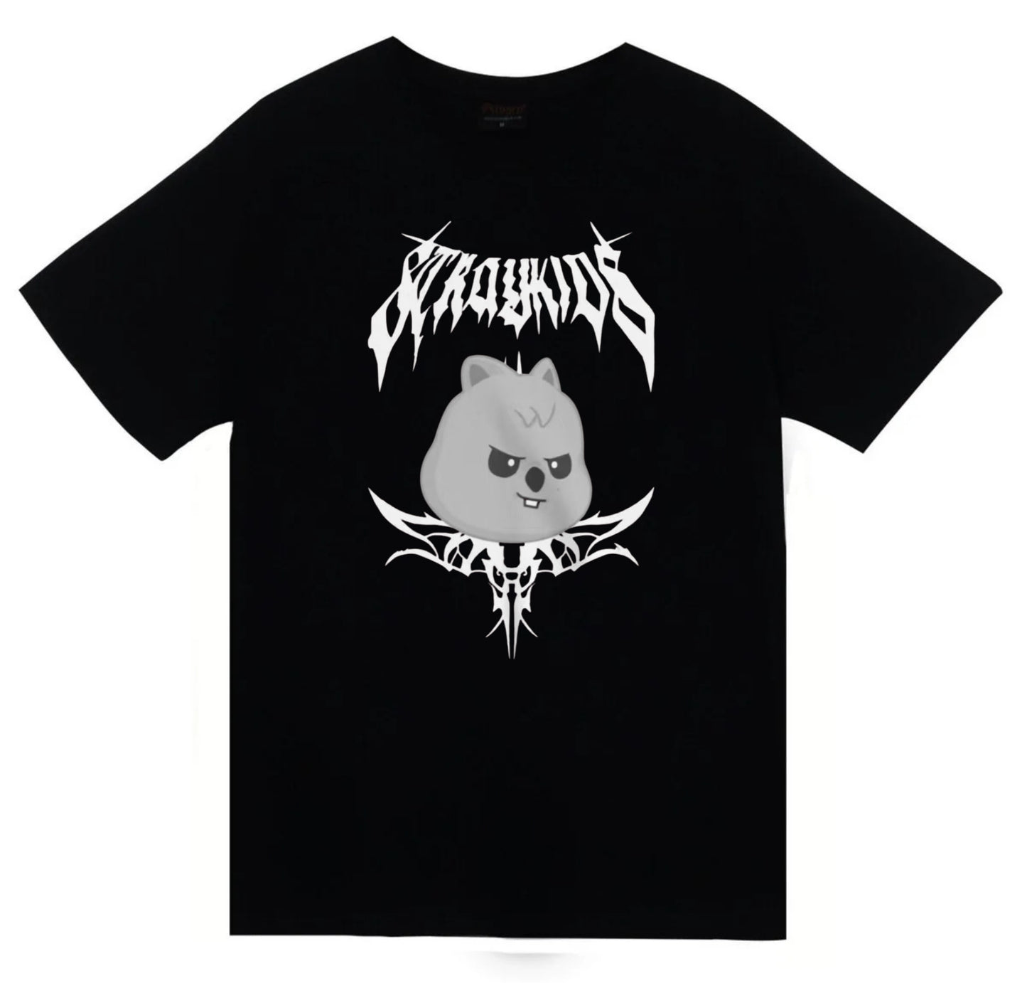 Stray Kids Skzoo Han Quokka Karakter Baskılı Unisex %100 Pamuk Siyah T-shirt