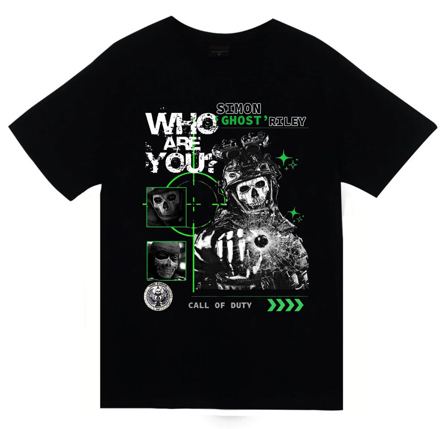 Call Of Duty - Ghost - Simon Riley - Oyun Baskılı Unisex %100 Pamuk Siyah T-shirt