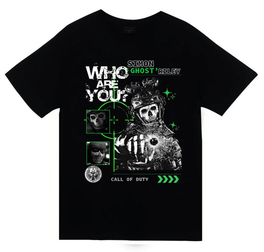 Call Of Duty - Ghost - Simon Riley - Oyun Baskılı Unisex %100 Pamuk Siyah T-shirt