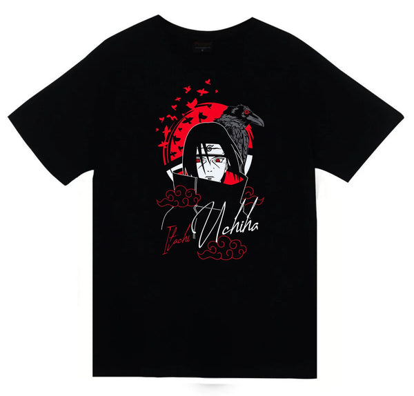Naruto - Itachi Uchiha karga baskılı siyah tişört