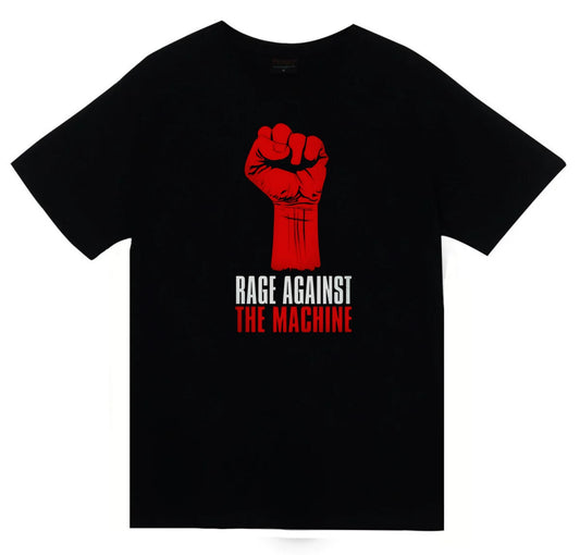 Rage Against the Machine - Müzik Grubu Baskılı Unisex %100 Pamuk Siyah T-shirt