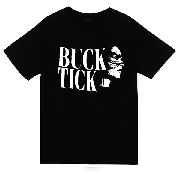 Buck Tick - Müzik Grubu - Atsushi Sakurai Logo ve yarım yüz baskılı siyah tişört