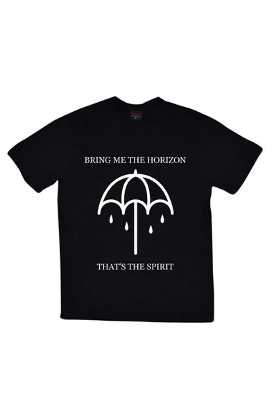 fame-stoned  Bring Me The Horizon Baskılı Unisex %100 Pamuk Siyah T-shirt