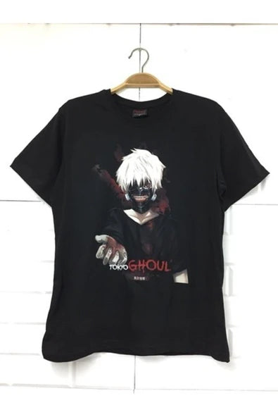 fame-stoned  Unisex Siyah Tokıo Ghoul Baskılı T-shirt