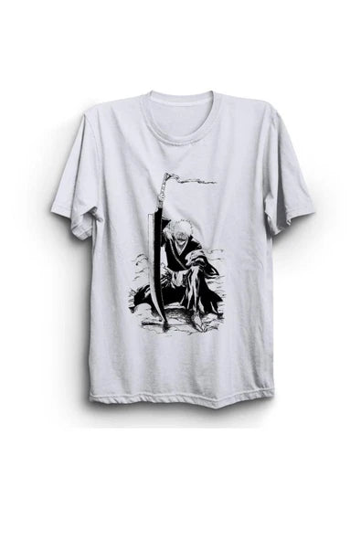 fame-stoned  Bleach Anime Baskılı Unisex %100 Pamuk Beyaz T-shirt