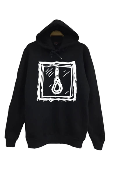 Lıl Peep Çerçeve içinde asılı ilmik baskılı siyah kapüşonlu sweatshirt