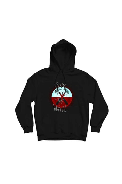 Pink Floyd The Wall daire amblemi baskılı siyah kapüşonlu sweatshirt
