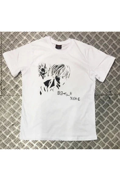 fame-stoned  Unisex Beyaz Death Note Baskılı T-shirt