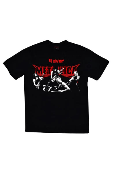 fame-stoned  Metallica Baskılı Unisex %100 Pamuk Siyah T-shirt