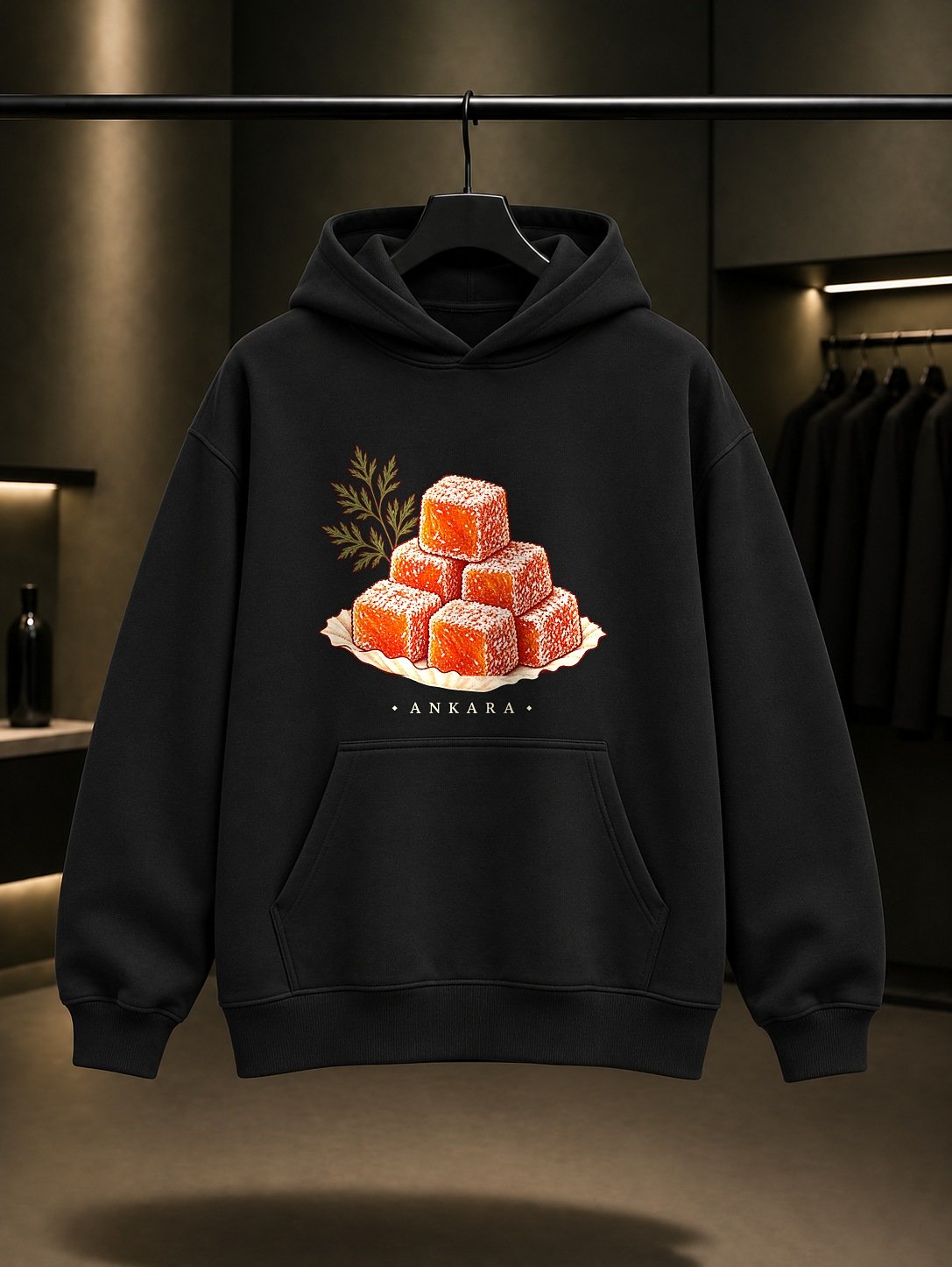Ankara Havuç Lokumu Kapüşonlu Sweatshirt – Siyah