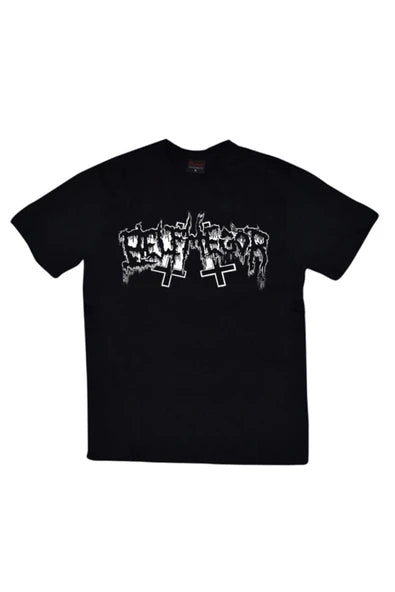 fame-stoned  Erkek Siyah Belphegor Baskılı T-Shirt