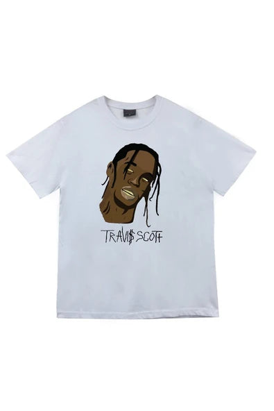 fame-stoned  Beyaz Astraworld Travis Scott Baskılı T-shirt