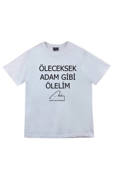 fame-stoned Recep Tayyip Erdoğan Baskılı Unisex %100 Pamuk Beyaz T-shirt