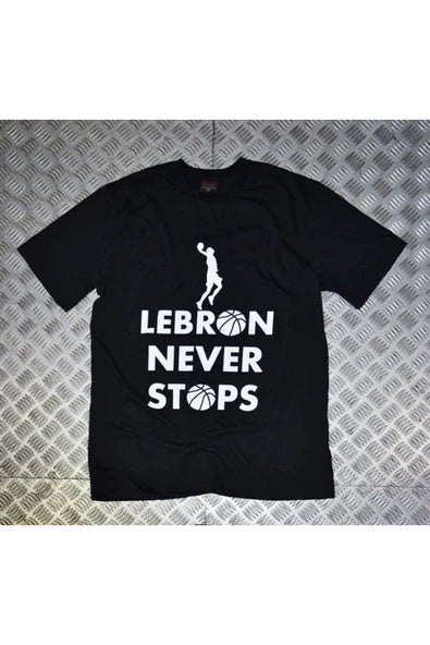 fame-stoned  Lebron James Baskılı Unisex %100 Pamuk Siyah T-shirt