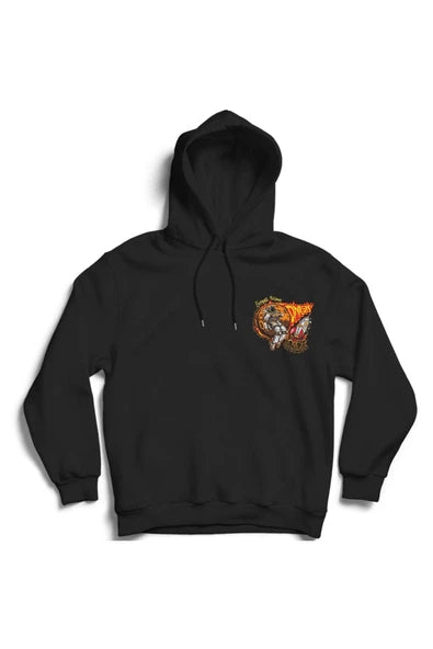 Mars Ve Astronot baskılı siyah kapüşonlu sweatshirt
