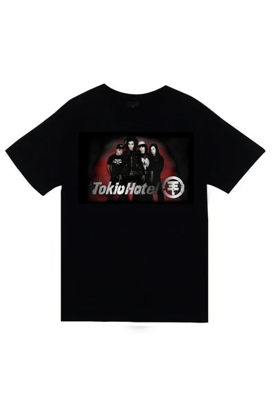 fame-stoned  Tokio Hotel Baskılı Unisex Siyah %100 Pamuk T-shirt