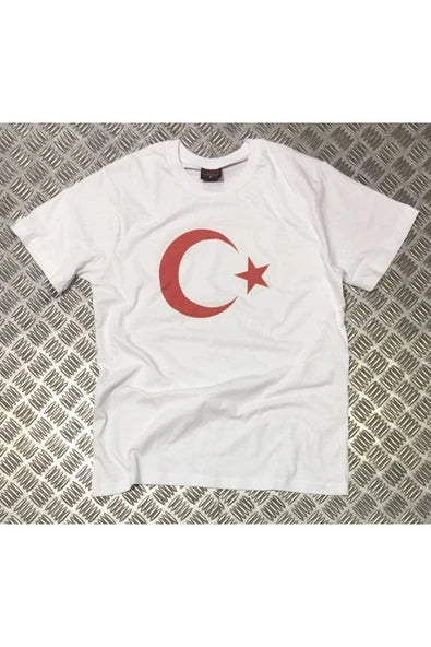 fame-stoned  Unisex Beyaz Ay Yıldız Baskılı T-shirt