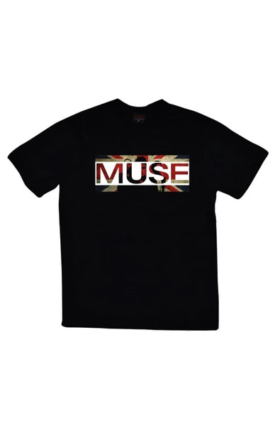 fame-stoned  Muse Baskılı Unisex %100 Pamuk Siyah T-shirt