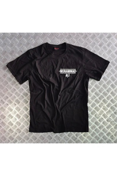 fame-stoned  Muhammed Ali Baskılı Unisex %100 Pamuk Siyah T-shirt