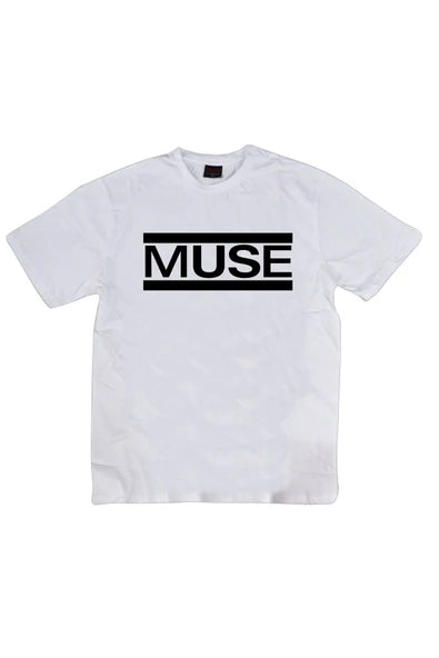 fame-stoned  Muse Baskılı Unisex %100 Pamuk Beyaz T-shirt