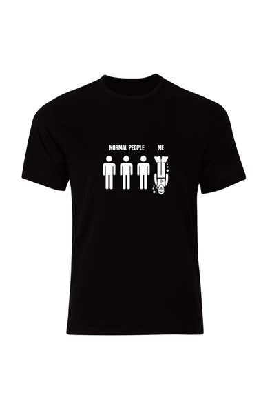 fame-stoned  Yüzme Dalış Swimming Baskılı Unisex %100 Pamuk Siyah T-shirt