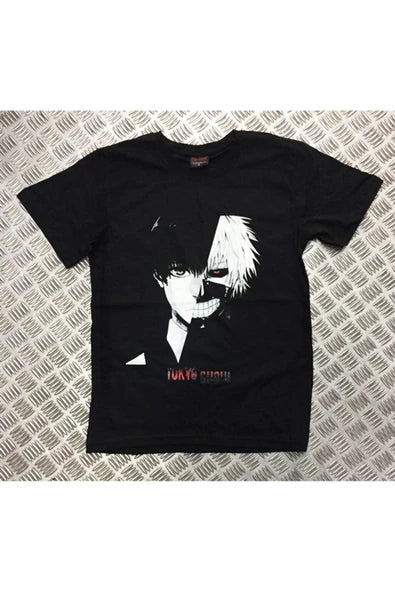 fame-stoned  Unisex Siyah Tokyo Ghoul Baskılı T-Shirt