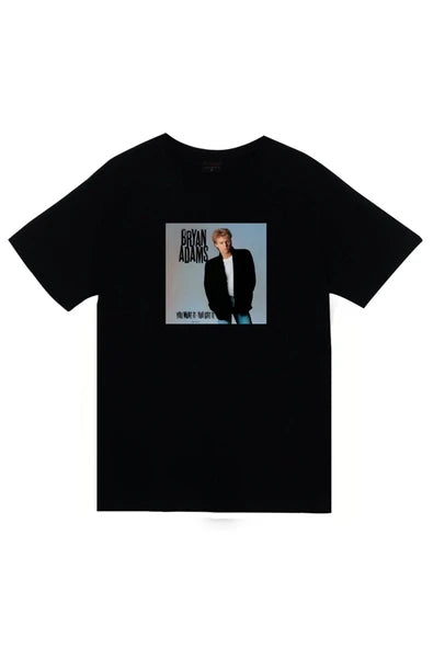 fame-stoned Bryan Adams Baskılı Unisex %100 Pamuk Siyah T-shirt