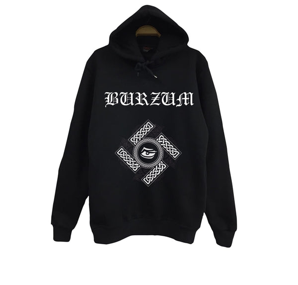 Burzum baskılı siyah kapüşonlu sweatshirt
