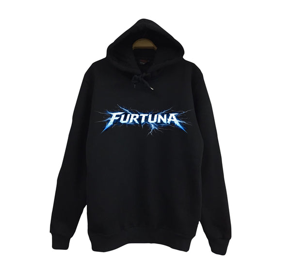 Furtuna - Şimşek baskılı siyah kapüşonlu sweatshirt