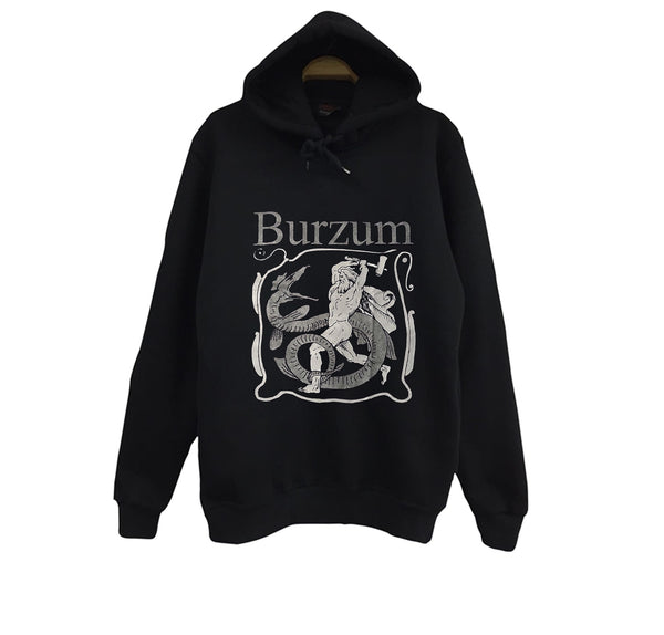 Burzum baskılı siyah kapüşonlu sweatshirt